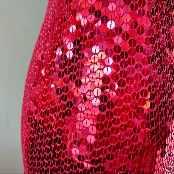 Vintage Niteline Della Roufogali Red Sequin Beaded Gown Maxi Dress Size 12 - Picture 7 of 12